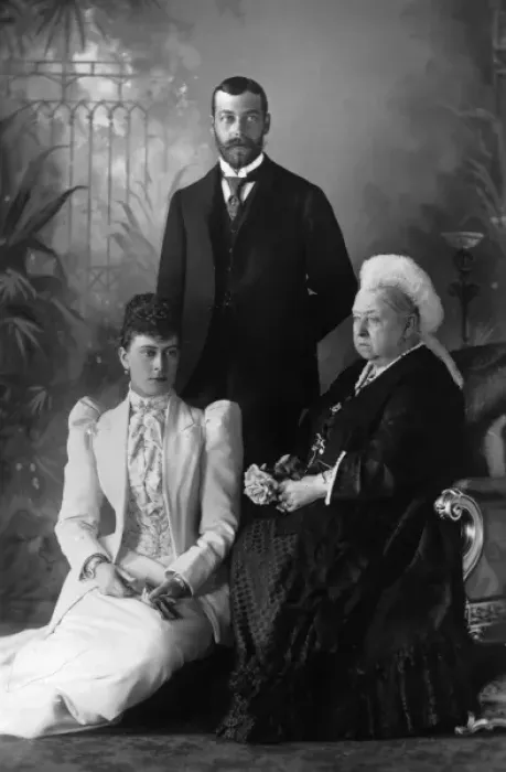 Framed Print : Queen Victoria with King George and Queen Mary Print, 1893 Framed Print : Queen Victoria with King George and Queen Mary Print, 1893