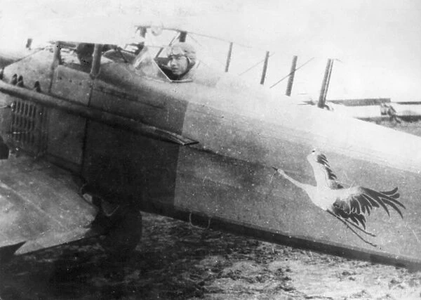 Rene Paul Fonck, French aviator, in his SPAD plane