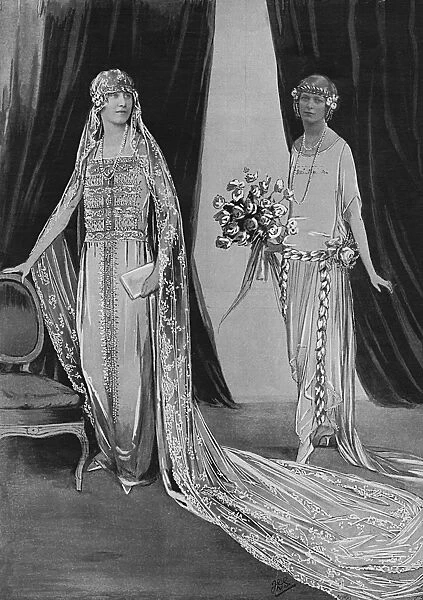 Royal wedding, 1923 - bridal gown & bridesmaid dress