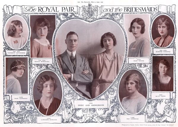Royal Wedding 1923 - Royal pair and bridesmaids
