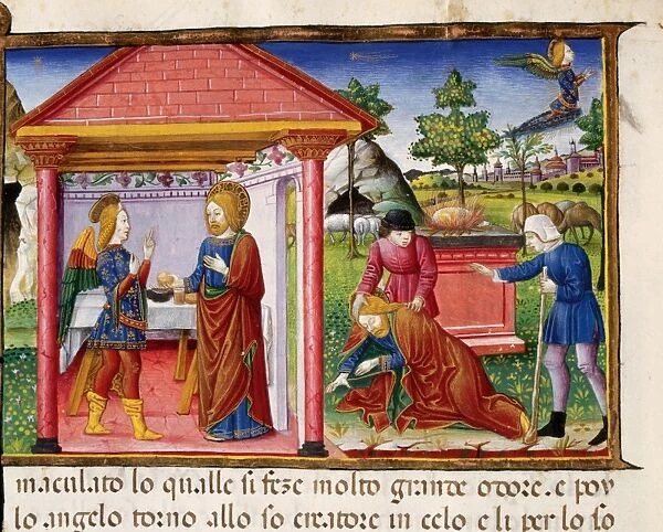 Sacrifice of Joachim and faintness. Codex of Predis (1476)
