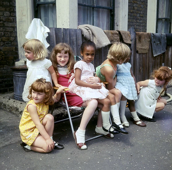 Seven girls on a Balham street, SW London