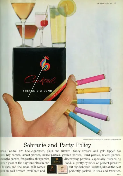 cocktail cigarettes uk amazon Framed Print of Vintage Sobranie Cocktail Cigarette Print, 1963