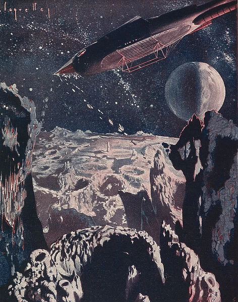 Spaceship over Moon