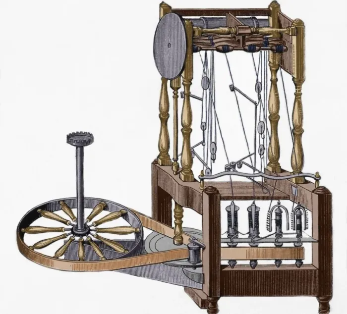 Framed Print : Spinning-frame Print, 1767 Water-Powered Cotton Spinner Framed Print : Spinning-frame Print, 1767 Water-Powered Cotton Spinner