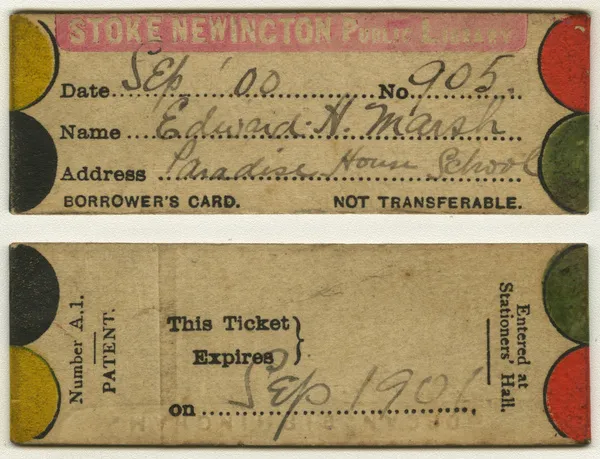 Stoke Newington Public Library borrowers card