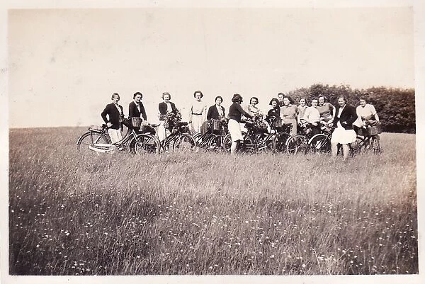 Summer Picnics with bicycles in meadow