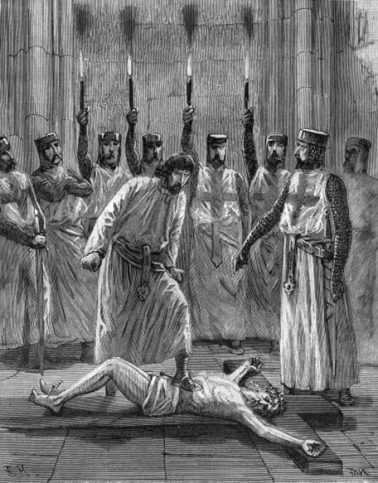 Framed Print : The Templars: 1890s Print of Initiation Ritual Framed Print : The Templars: 1890s Print of Initiation Ritual
