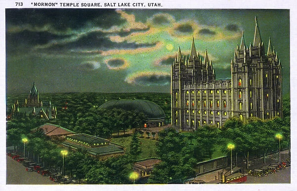 Temple Square at night - Salt Lake City, Utah, USA