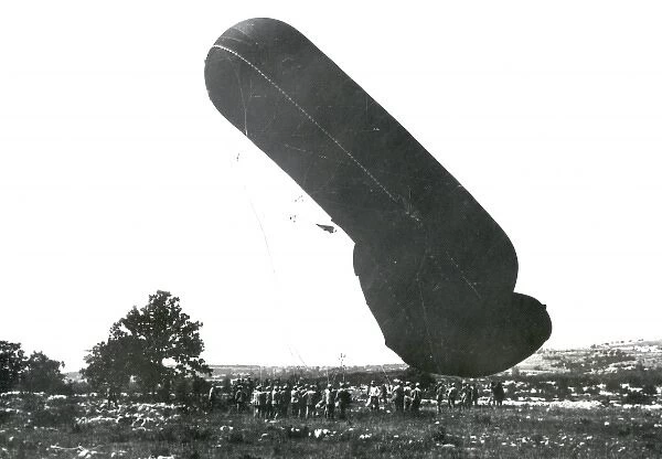 Tethered Austrian balloon on Isonzo front, WW1