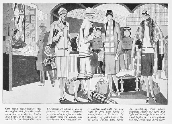 Travelling feminine fashions for a trip to Scotland, 1926