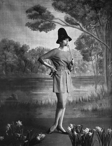 Tunic suit by Marcus and Otto Lucas hat, 1960