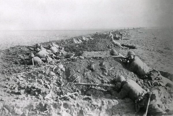 Turkish troops in action near Braila, Romania, WW1