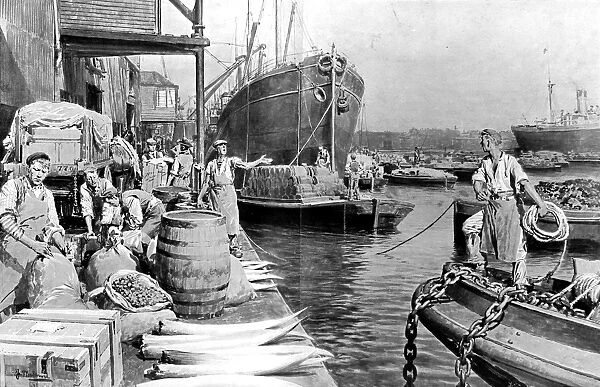 Unloading Ships at London Docks, 1908