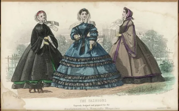 Framed Print of Walking Dress 1860 Black Velvet Mantle Print. Framed Print  from Mary Evans