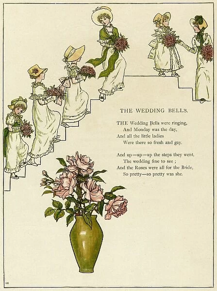 The wedding bells -- bridesmaids with bouquets