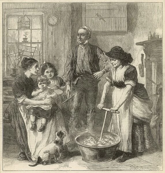 Welsh collier family in their cottage