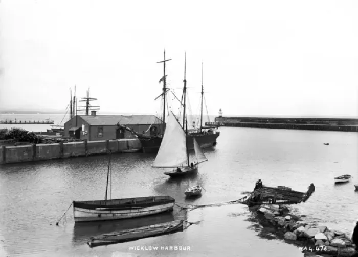 Framed Print : Wicklow Harbour Print - Early 1900s Framed Print : Wicklow Harbour Print - Early 1900s