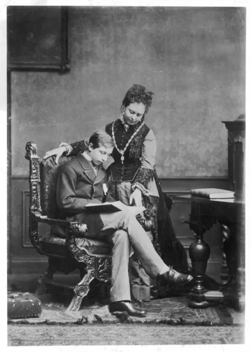 Framed Print : Wilhelm II as a Prince Reading with his Mother, Print Framed Print : Wilhelm II as a Prince Reading with his Mother, Print