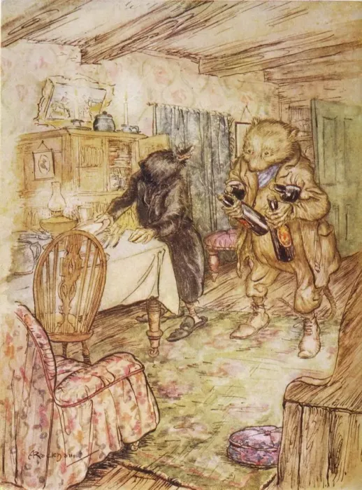 Framed Print : Willows Print: Rat & Beer Rat and Mole, 1908 Framed Print : Willows Print: Rat & Beer Rat and Mole, 1908
