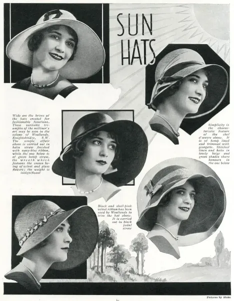 Sun Hat Women's Hats In 1920s 1930s Wide Brimmed Sun Hat Art