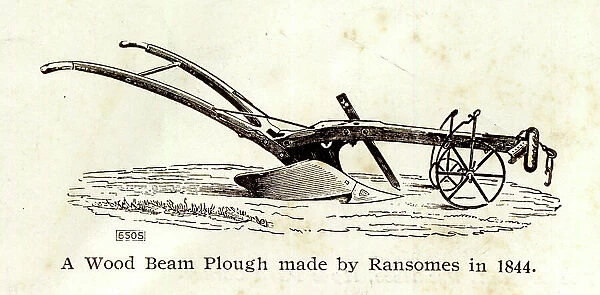 Wood beam plough made by Ransomes of Ipswich