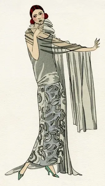 Framed Print of Young Lady in Evening Gown Print, 1924. Framed Print from  Mary Evans