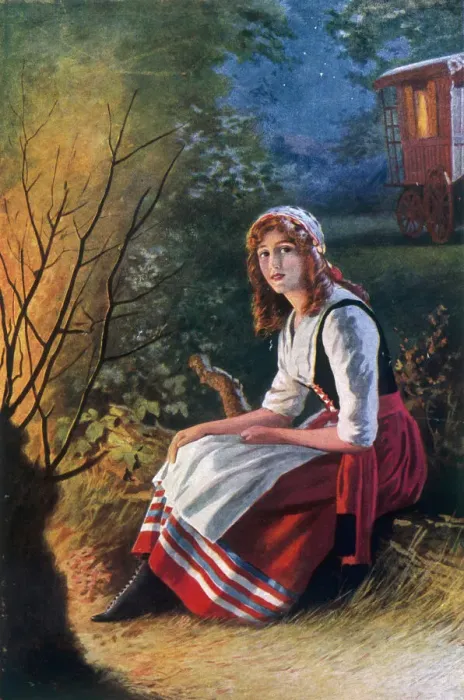 Framed Print : Zaphne of the Woods Print: Woodland Scene with Gypsy Girl Framed Print : Zaphne of the Woods Print: Woodland Scene with Gypsy Girl