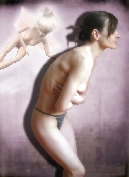 Anorexic woman, conceptual image