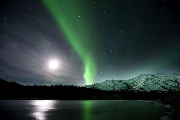 Aurora borealis and Moon over mountains For sale as Framed Prints, Photos,  Wall Art and Photo Gifts