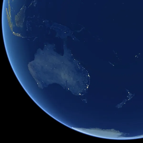 Australia at night, satellite image