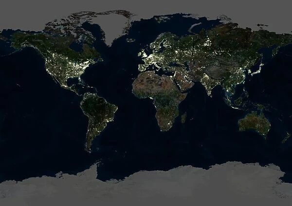 Whole Earth at night, satellite image