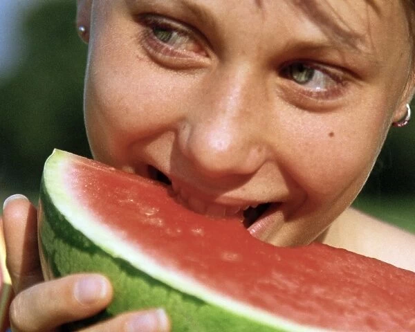 Eating a watermelon