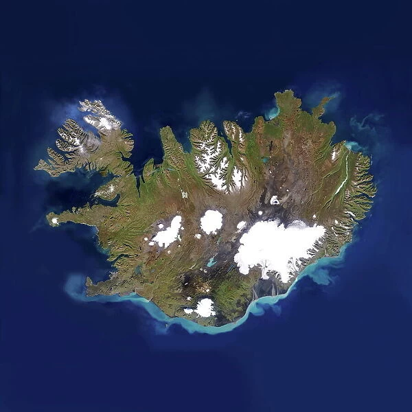 Iceland, satellite image. Located in the Atlantic Ocean
