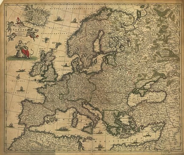 Map of Europe, 1700. 17th century map of Europe