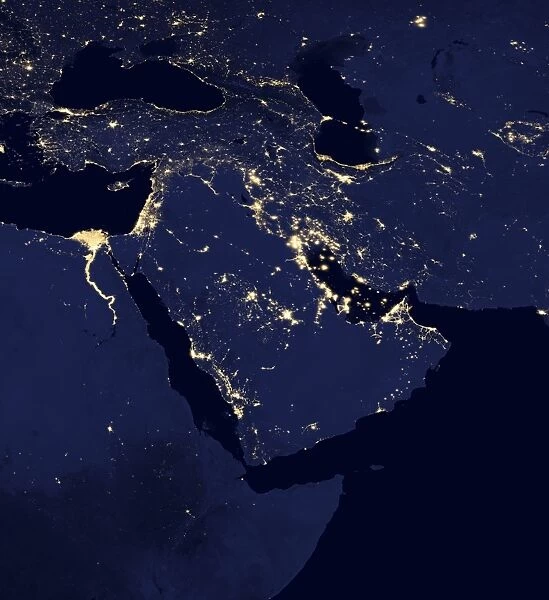 Middle East at night, satellite image