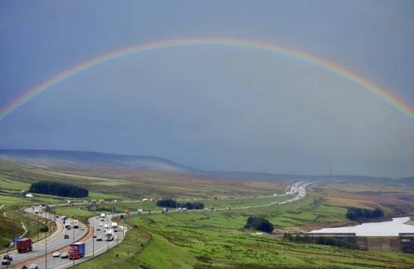 Rainbow over a motorway