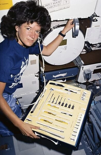 Sally Ride on space shuttle Challenger C013  /  7900