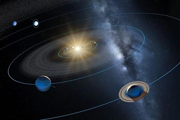 Solar system planetary orbits, artwork