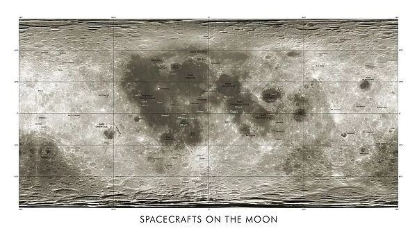 Spacecraft on the Moon, lunar map
