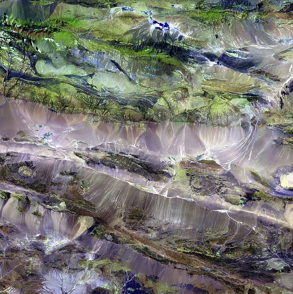 Steppe-desert border, satellite image