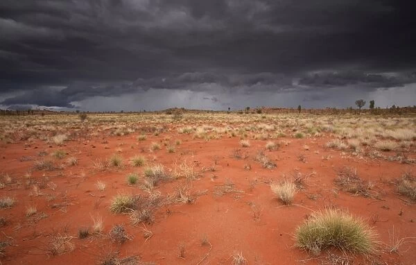 Storm clouds over desert