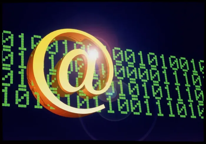 Framed Print : Print of Binary Code Representing the E-mail Symbol