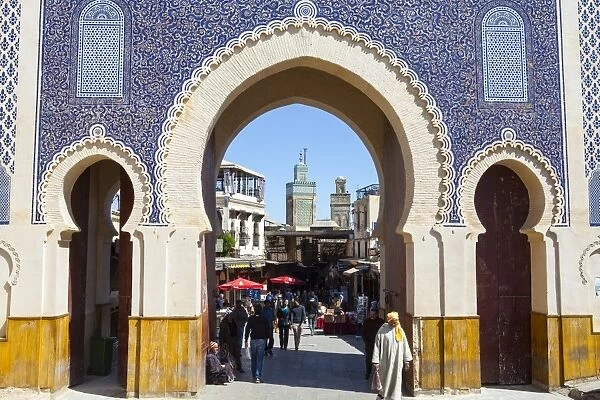 Bab Boujeloud Gate (The Blue Gate), The Medina, Fez, UNESCO World Heritage Site, Morocco, North Africa, Africa