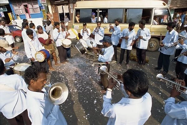 Band playing during roadside festival