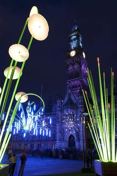 Bradford Garden of Light Display in Centenary Square, Bradford, West Yorkshire, Yorkshire, England, United Kingdom, Europe