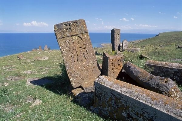 Christian tombs, Salohiyakk, Lake Sevan, Armenia, Central Asia, Asia