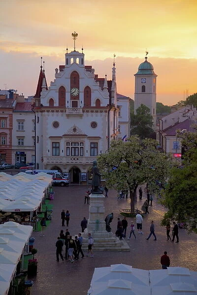 City Hall at sunset, Market Square, Old Town, Rzeszow, Poland, Europe