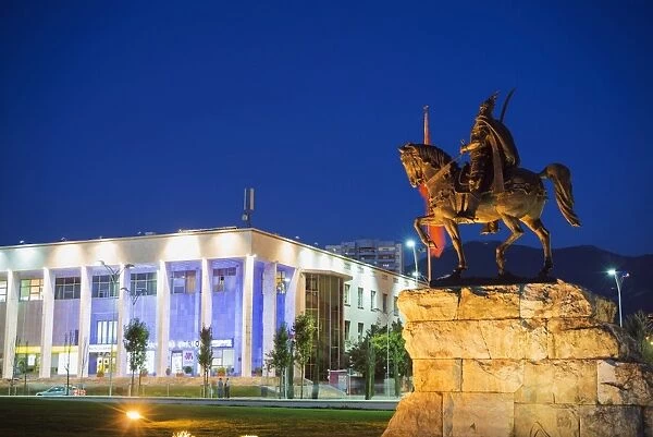 Equestrian statue of Skanderbeg, Tirana, Albania, Europe