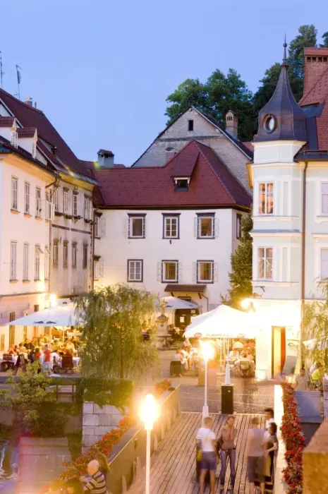 Framed Print : Evening Dining Print, Ljubljana Cityscape Framed Print : Evening Dining Print, Ljubljana Cityscape